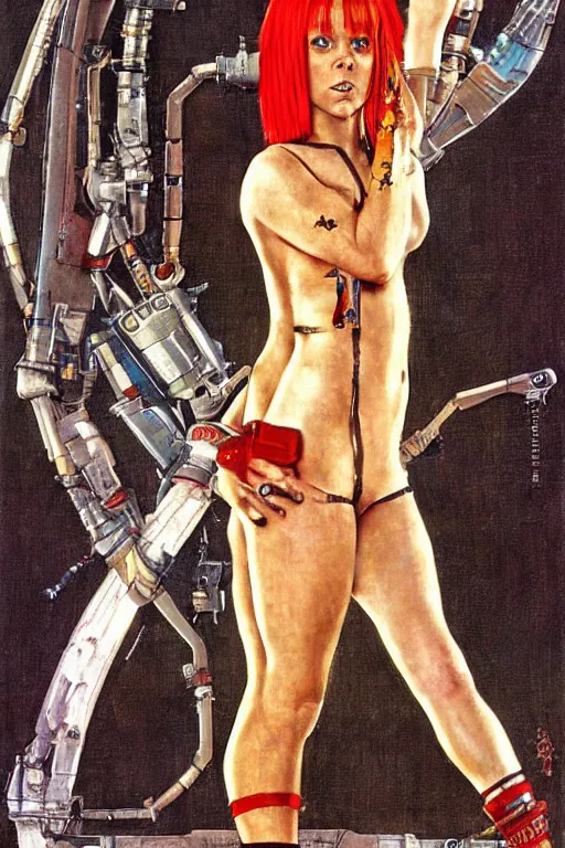 Prompt: Leeloo from the movie The Fifth Element painted by Norman Rockwell