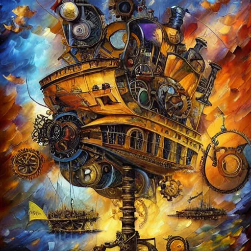 Image similar to steampunk art by android jones, james christensen, rob gonsalves, leonid afremov and tim white