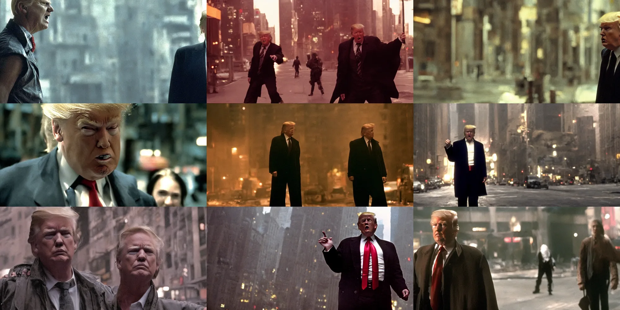 Prompt: donald trump as a vampire in i am legend ( 2 0 0 7 ), cinestill 8 0 0 t, 1 9 8 0 s movie still, film grain