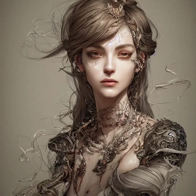 Prompt: a portrait of a lawful evil alignment personified as an absurdly beautiful, graceful, elegant, sophisticated, young sensual woman, an ultrafine hyperdetailed illustration by kim jung gi, irakli nadar, intricate linework, bright colors, octopath traveler, final fantasy, unreal engine 5 highly rendered, global illumination, radiant light, detailed and intricate environment