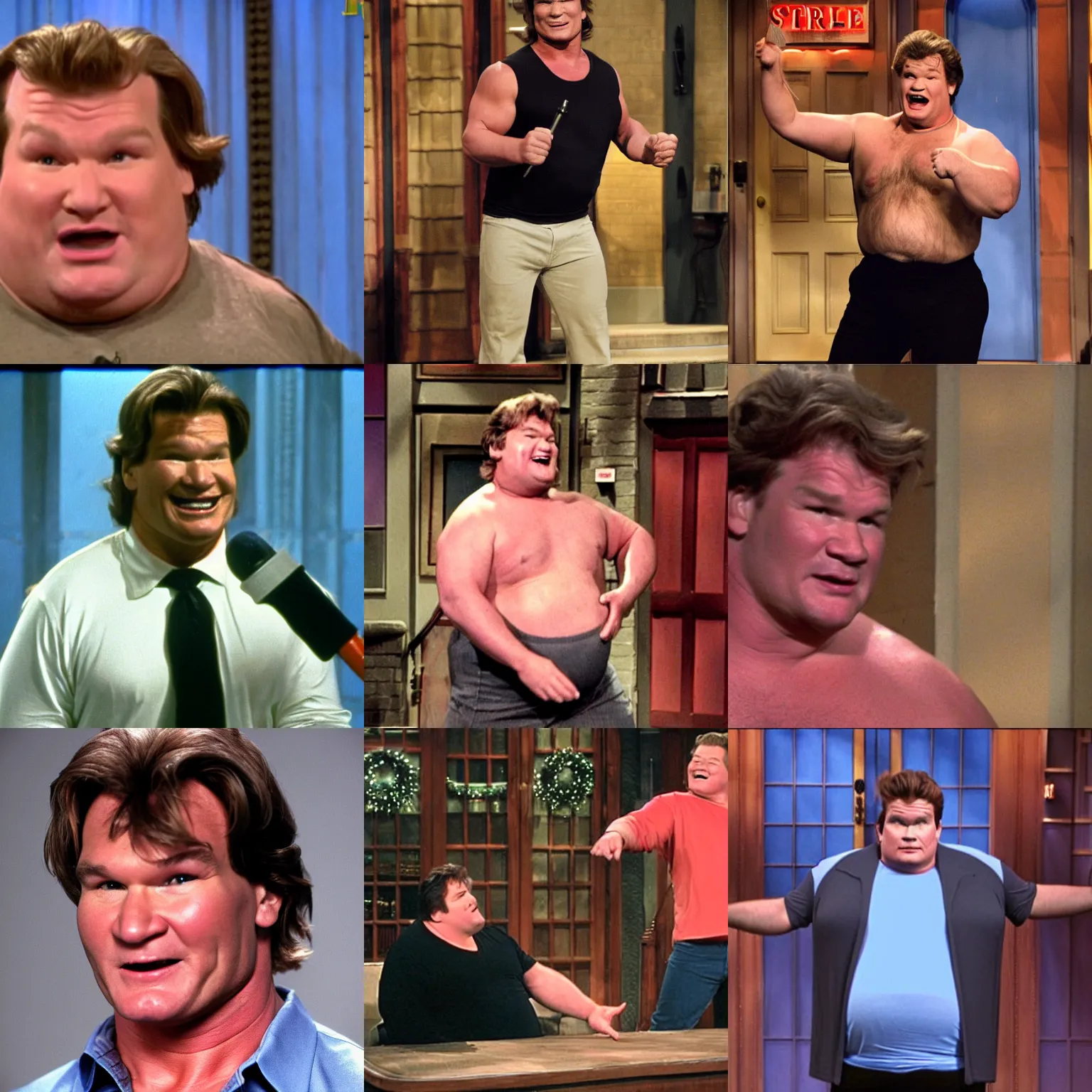 Prompt: fat patrick swayze on saturday night live