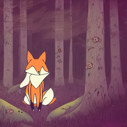 Childrens Book Illustration Of A Cute Cartoon Fox In 