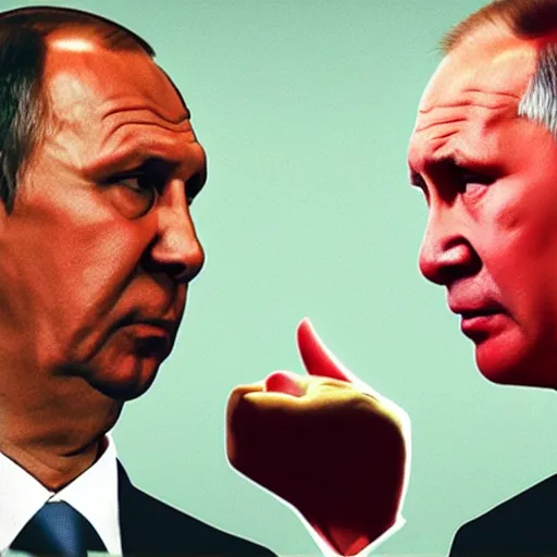 Prompt: putin and lavrov sniff coke pulp fiction style, cinematic, saturated, insane detailed, textured