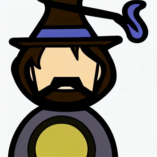 Image similar to wizard pondering his orb, discord emoji, 2 d, flat, coherent, orthographic, transparent background, svg