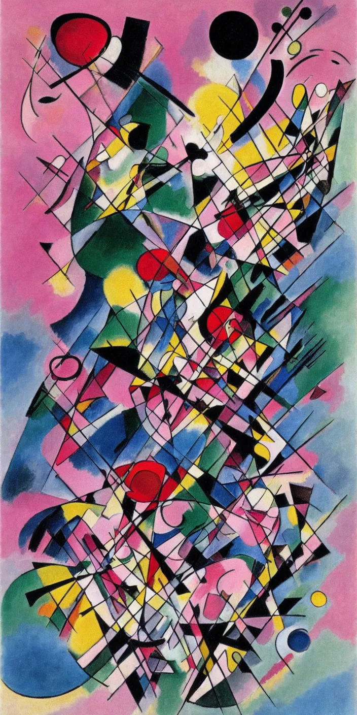 Prompt: Accent en rose by Vassily Kandinsky