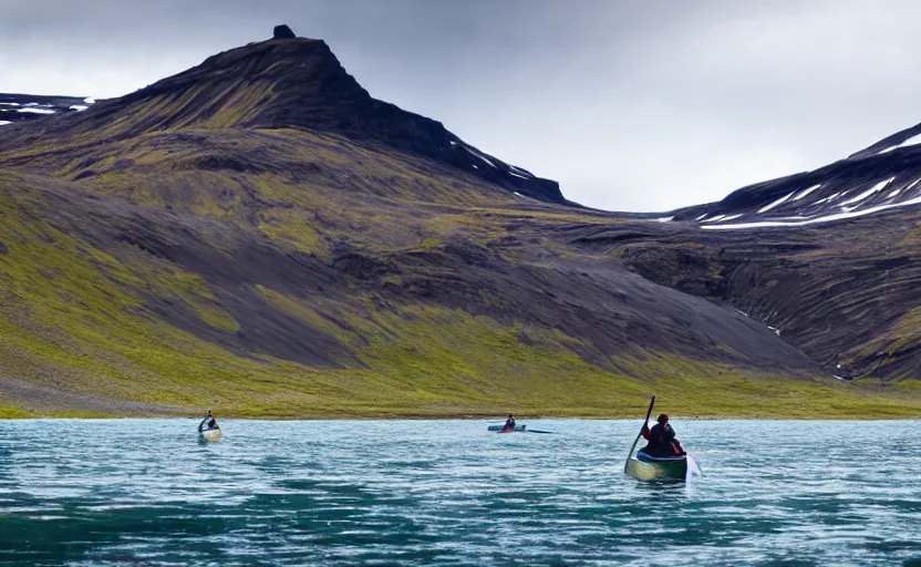 Image similar to canoeing through a lake of glaciers in iceland