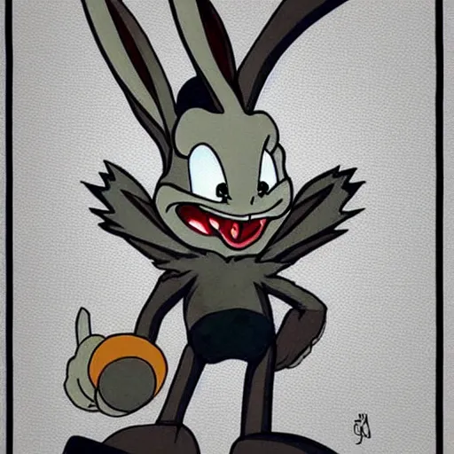 Prompt: Bugs Bunny as a dark souls boss by Eric Joyner