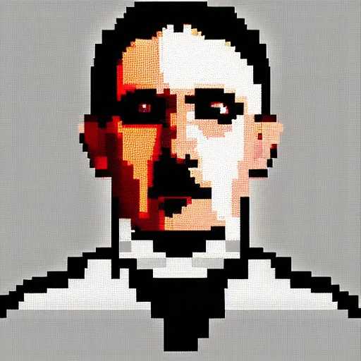 Prompt: pixel art portrait of adolf hitler
