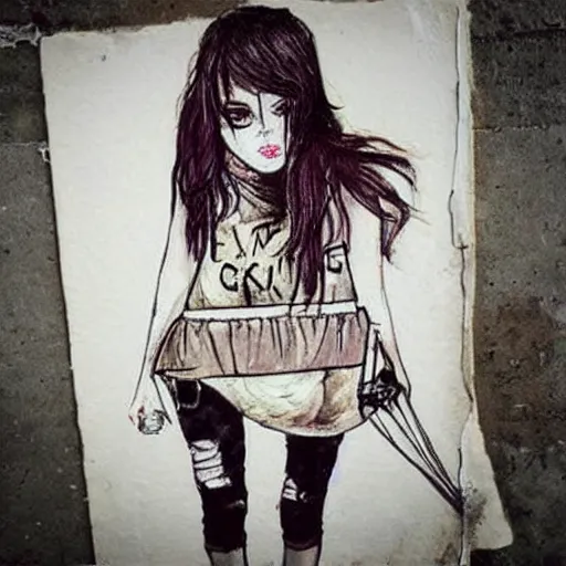 Image similar to girl, grunge outfit, cute artwork