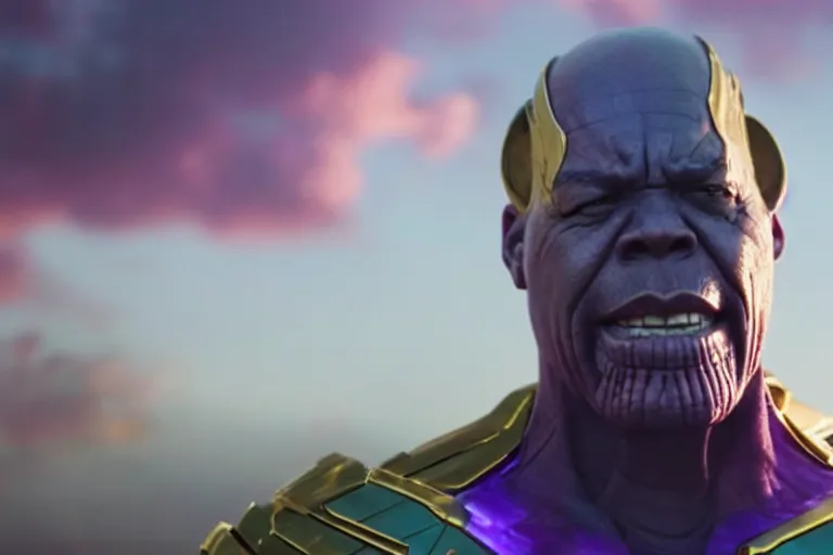 Image similar to promotional still of wiz khalifa as thanos, 4 k, highly detailed,