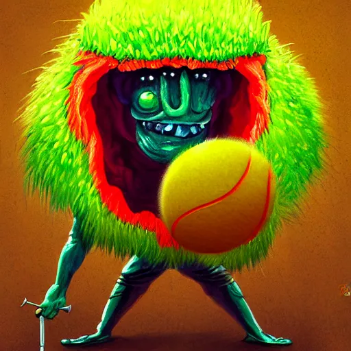 Image similar to a tennis ball monsters, colorful, digital art, fantasy, magic, chalk, trending on artstation, ultra detailed, professional illustration by basil gogos