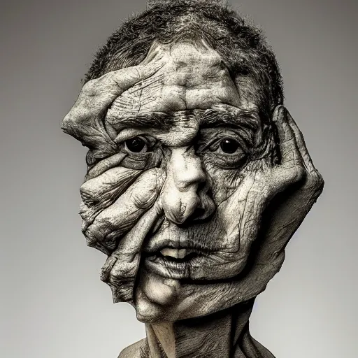 Image similar to surrealism sculpture by enrico ferrarini, face