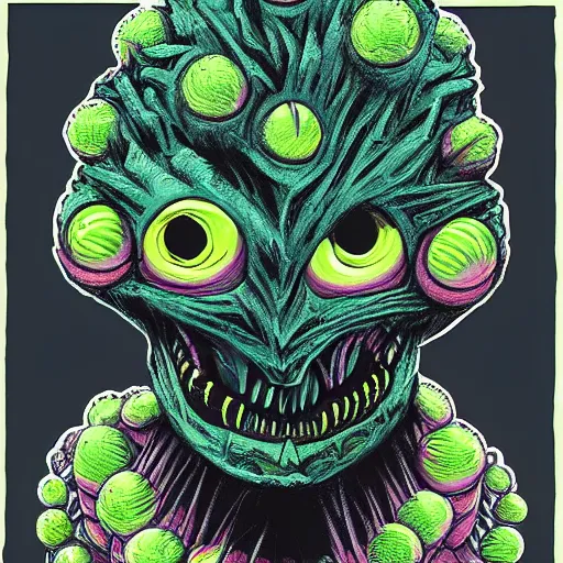 Image similar to a tennis ball monster alien , digital art, fantasy, magic, trending on artstation, ultra detailed, professional illustration by Basil Gogos