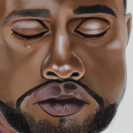 Prompt: A closeup shot of Kanye West crying, 8K concept art, detailed, high resolution