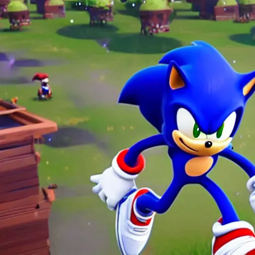 Image similar to sonic dancing in fortnite