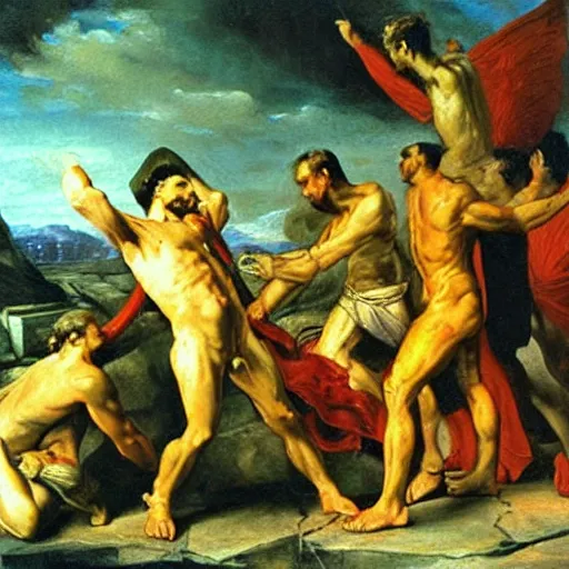 Prompt: the punishment of prometheus, classical oil painting