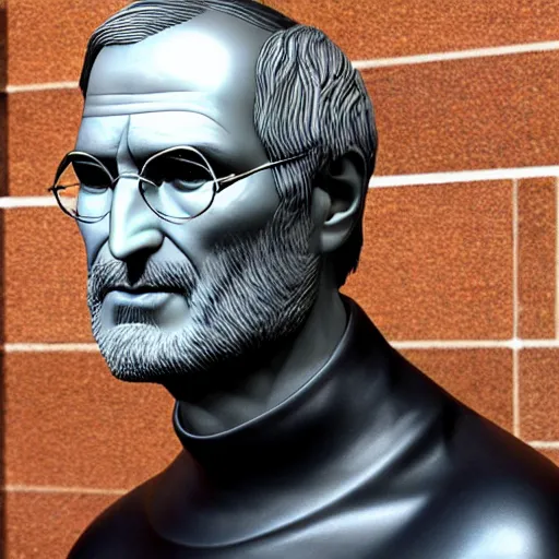 Prompt: Steve Jobs sculpture, roman, Greek, marble