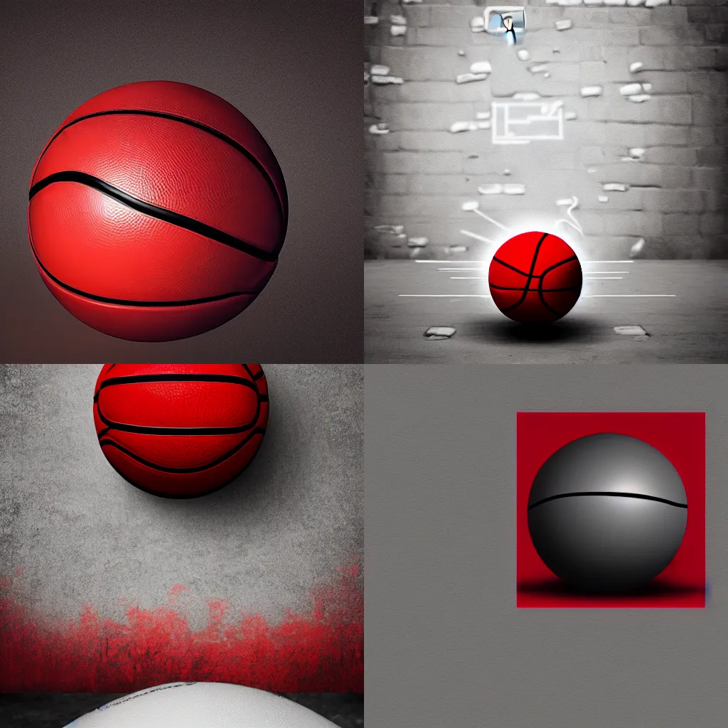 Prompt: Basketball ball, calligraphy red gothic, unreal engine, best