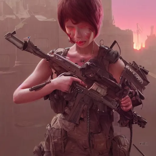 Image similar to Psycho pink bunny in world war 3, intricate, highly detailed, digital painting, artstation, concept art, smooth, sharp focus, illustration, Unreal Engine 5, 8K, art by artgerm and greg rutkowski and alphonse mucha