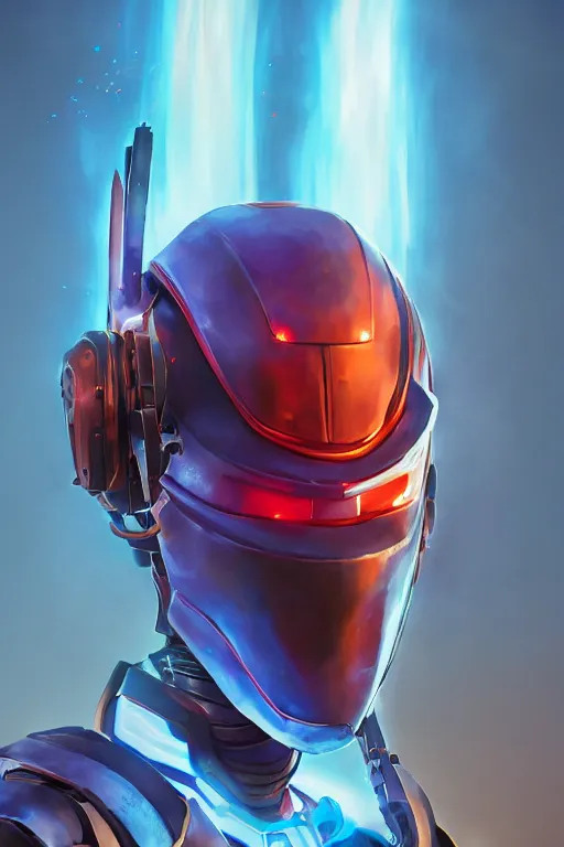 Image similar to epic mask helmet robot ninja portrait stylized as fornite style game design fanart by concept artist gervasio canda, behance hd by jesper ejsing, by rhads, makoto shinkai and lois van baarle, ilya kuvshinov, rossdraws global illumination radiating a glowing aura global illumination ray tracing hdr render in unreal engine 5