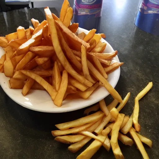 Prompt: a mountain of frensch fries