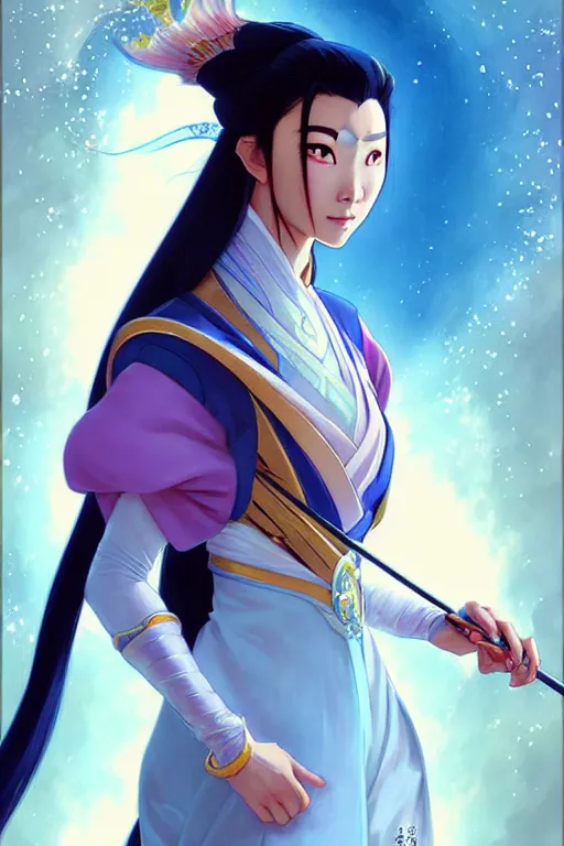 Image similar to Princess Yue from avatar the last airbender, rich vivid colors, fantasy, intricate, elegant, highly detailed, digital painting, artstation, concept art, matte, sharp focus, illustration, art by Artgerm and Greg Rutkowski and Alphonse Mucha