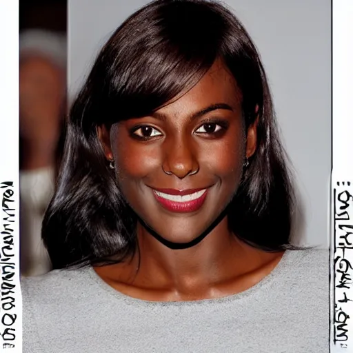 Image similar to feminine looking, darker skin by one tone, attractive neck, dimples