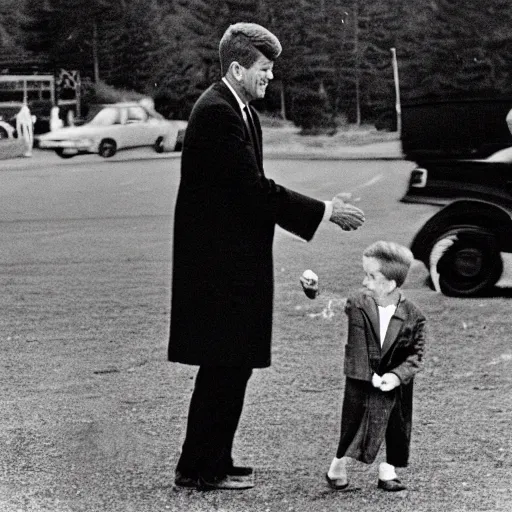 Image similar to john f kennedy shaking hands with et, photograph