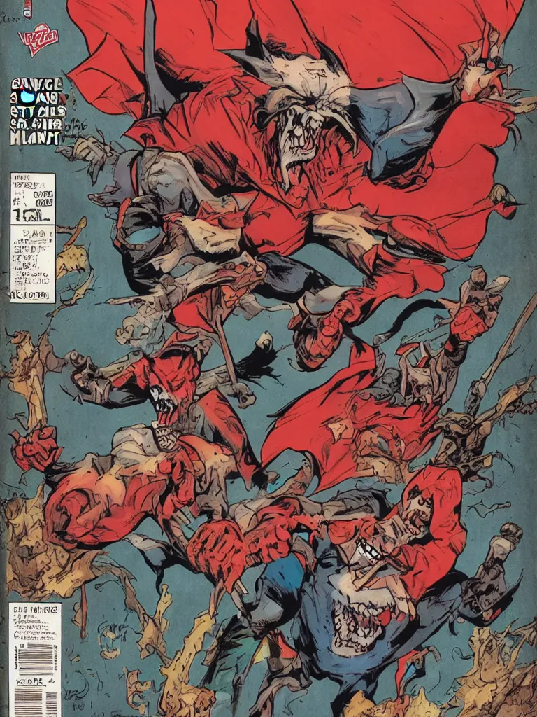 Prompt: comic book cover with town cloth, teeth and claws in the style of Todd McFarlane