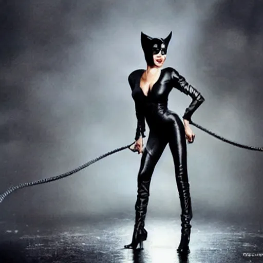 Image similar to an amazing award winning photo of angelina jolie as catwoman