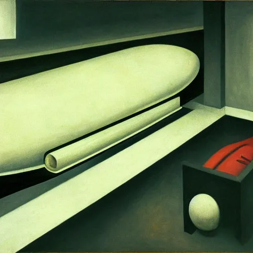 Image similar to sci - fi sarcophagus, statis chamber, sleeping crew, dystopian, pj crook, edward hopper, oil on canvas