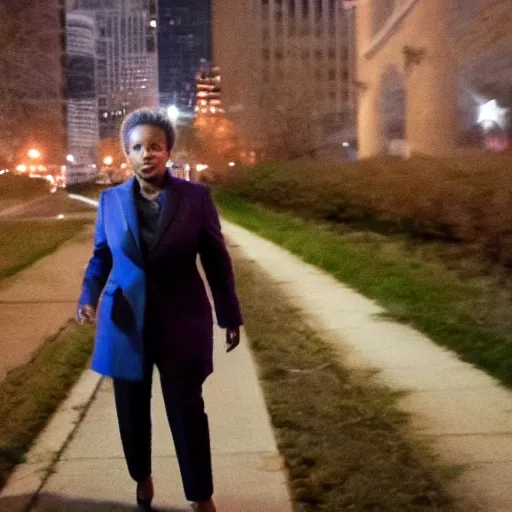 Image similar to chicago mayor lori lightfoot spotted on trail cam at night