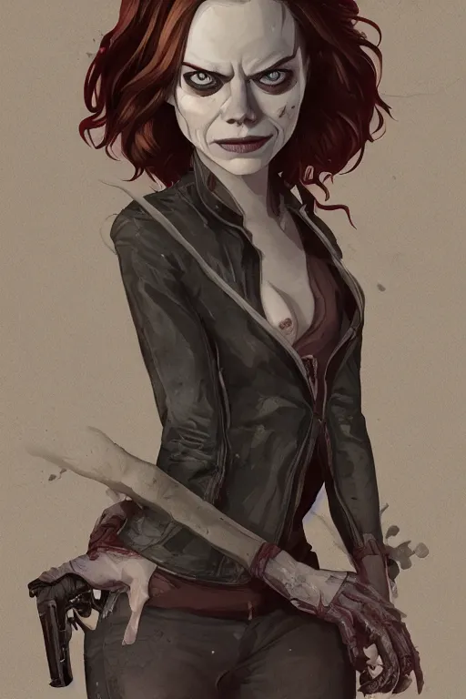 Image similar to emma stone in sleepy hollow, full body, big two toned eyes, teeth gritted, horror, intricate details, cinematic, epic, realistic, anatomy, tomer hanuka, uplight, artstation, photorealistic, scary