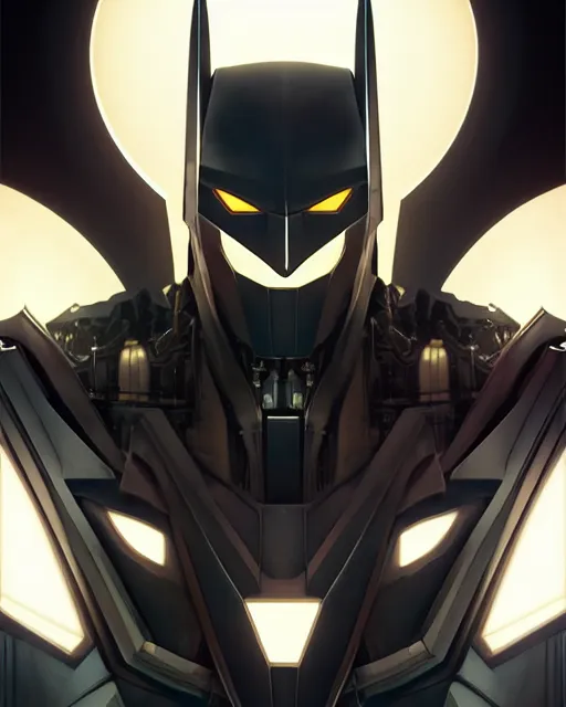 Image similar to symmetry!! portrait of a transformers robot acting as batman, intricate, elegant, highly detailed, digital painting, artstation, concept art, smooth, sharp focus, illustration, art by artgerm and greg rutkowski and alphonse mucha, 8 k