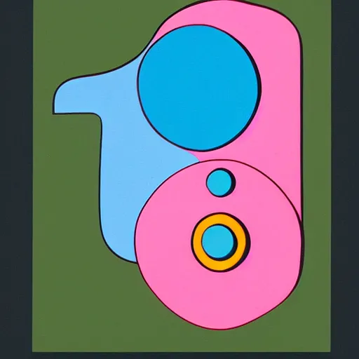 Image similar to rotary dial phone, abstract painting in the style of Sophie Taeuber-Arp and Gary Hume and Tatsuro Kiuchi, flat colour-block style, geometric abstraction, earthy light pastel colours