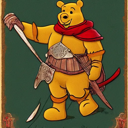 Prompt: winnie the poo as a medieval knight