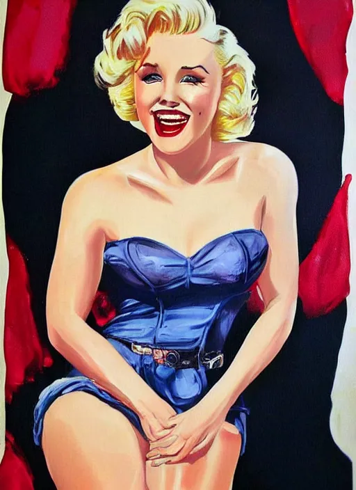 Prompt: kristen bell as marilyn monroe, pin - up painting, highly detailed