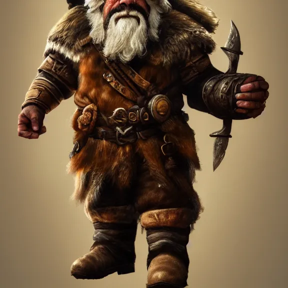 Image similar to Dwarf Ranger with Bear Companion at his feet, RPG Reference Sheet, Oil Painting, Trending on Artstation, octane render, Insanely Detailed, 8k, HD