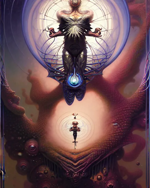 Image similar to man upside down tarot card, fantasy character portrait made of fractals, ultra realistic, wide angle, intricate details, the fifth element artifacts, highly detailed by peter mohrbacher, hajime sorayama, wayne barlowe, boris vallejo, aaron horkey, gaston bussiere, craig mullins