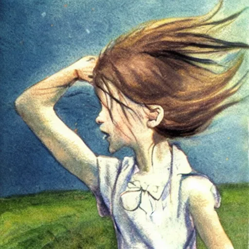 Prompt: girls portrait in limbo, wind kissed ( ( ( ( picture ) ) ) ), ashes, lament, by maurice sendak,