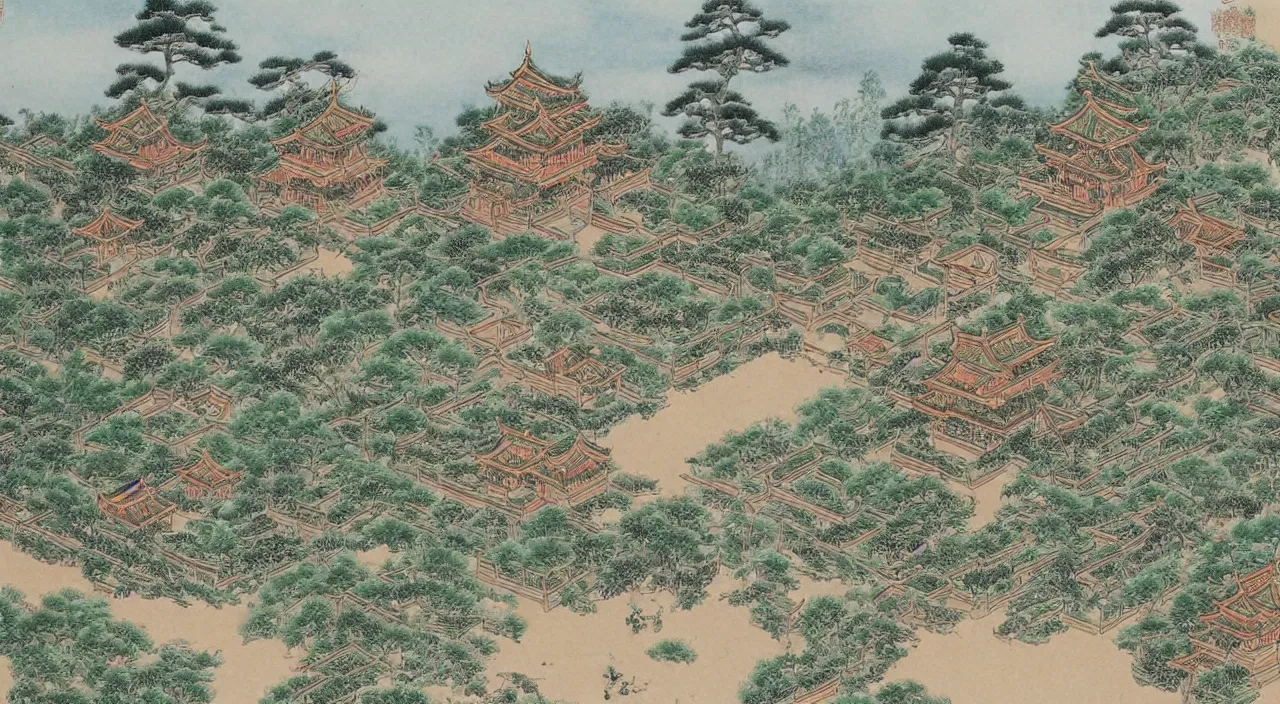 Prompt: a beautiful painting of a singular ancient Chinese palace, with a garden, in the style of anime