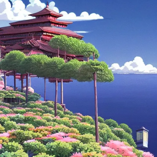 Image similar to A beautiful landscape from Spirited Away (2001)