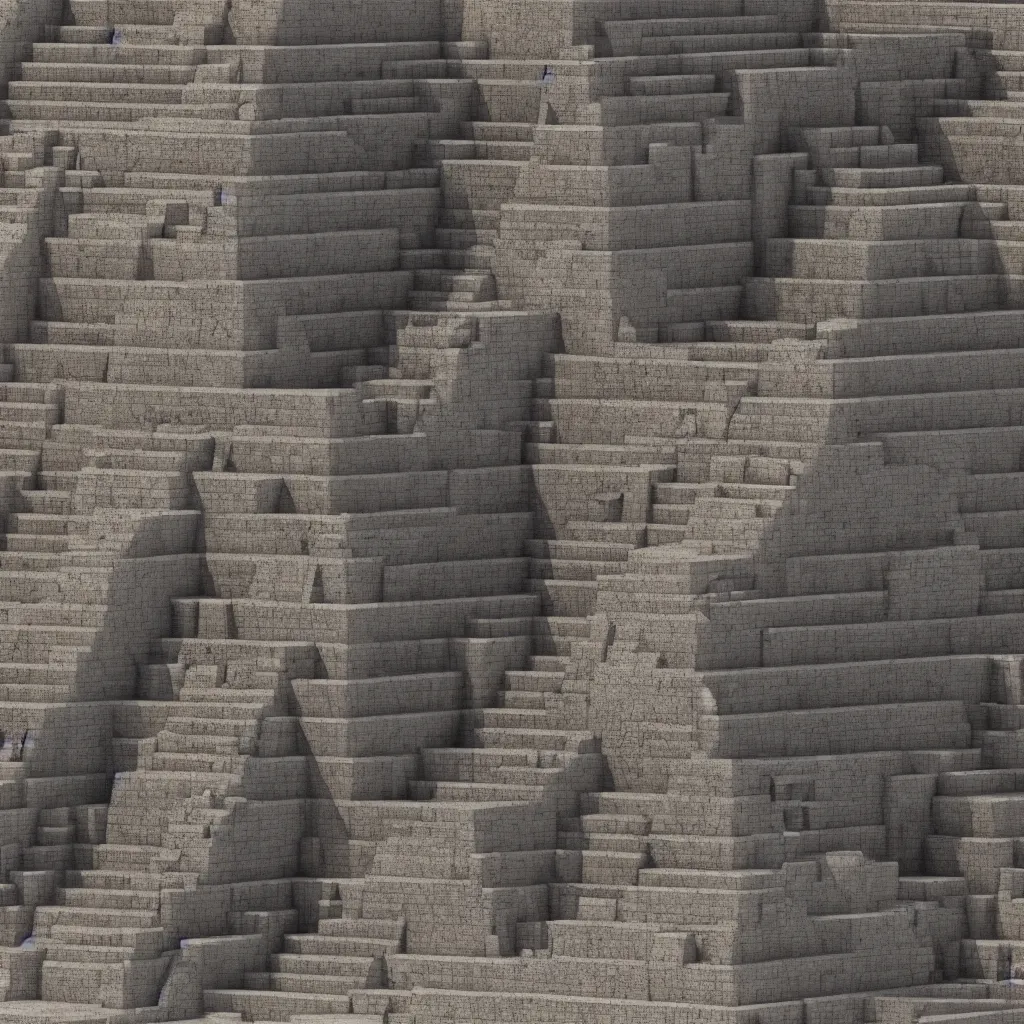 Image similar to a step pyramid, aztec pyramid, ziggurat, high detail, 8 k resolution, octane render, hyper realistic