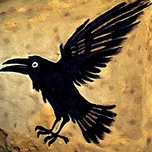 Image similar to raven - shaman, prehistoric cave painting