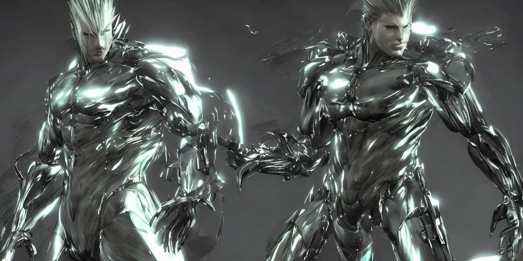 Prompt: Metal Gear Rising, beautiful, gracious, true color, bioluminescent skin, ultra detailed, ultra realistic