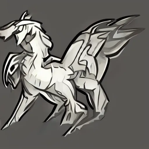 Image similar to mythical creature, griffin-like style, 2d solid shape logo