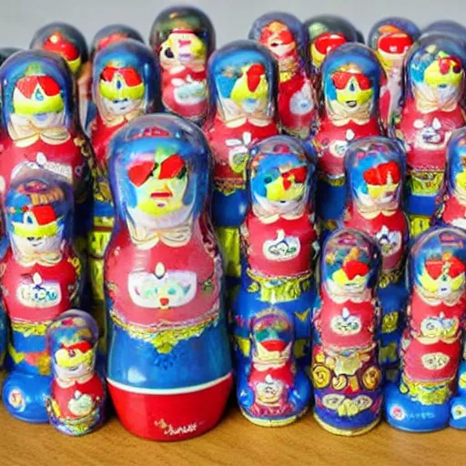 Image similar to Russian stacking dolls but they get progressively uglier