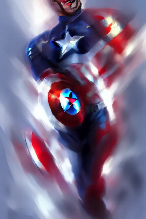 Image similar to Captain America high quality digital painting in the style of Cushart, Krenz