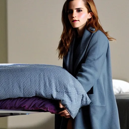 Image similar to tucking cold emma watson into bed