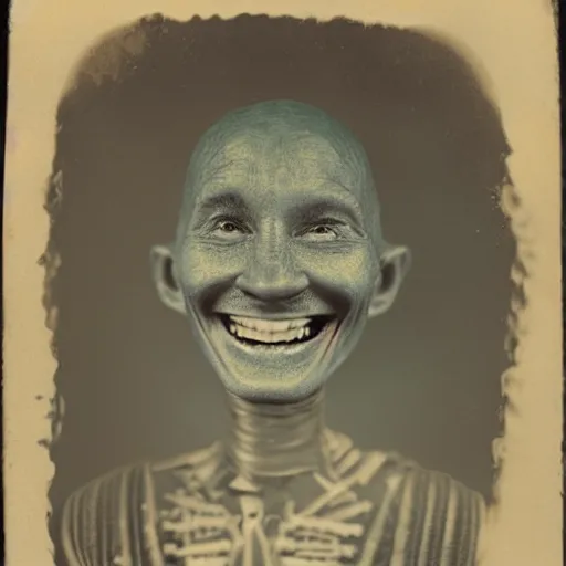 Image similar to tintype of a smiling alien